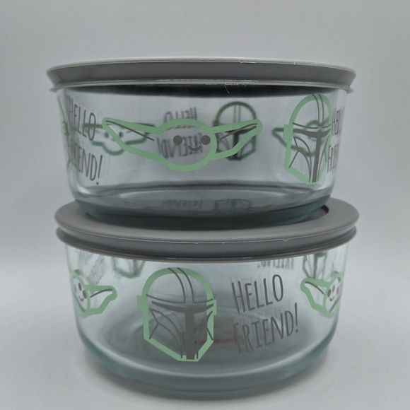 Star Wars Pyrex Yoda 2 pack bowls with grey lid - Picture 1 of 7
